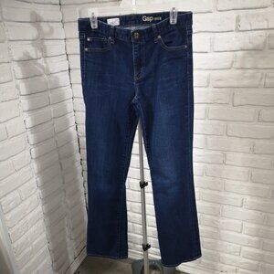 Gap Ladies Size 29R Dark Wash Zipper & Button Closure Perfect Boot Jeans